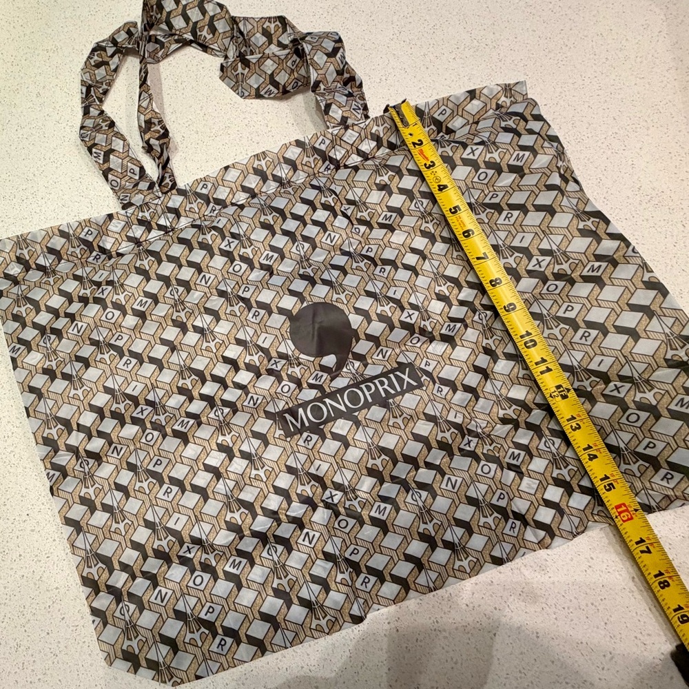 Monoprix Paris Eiffel Tower Geometric Tote Bag in Black, White and Gold